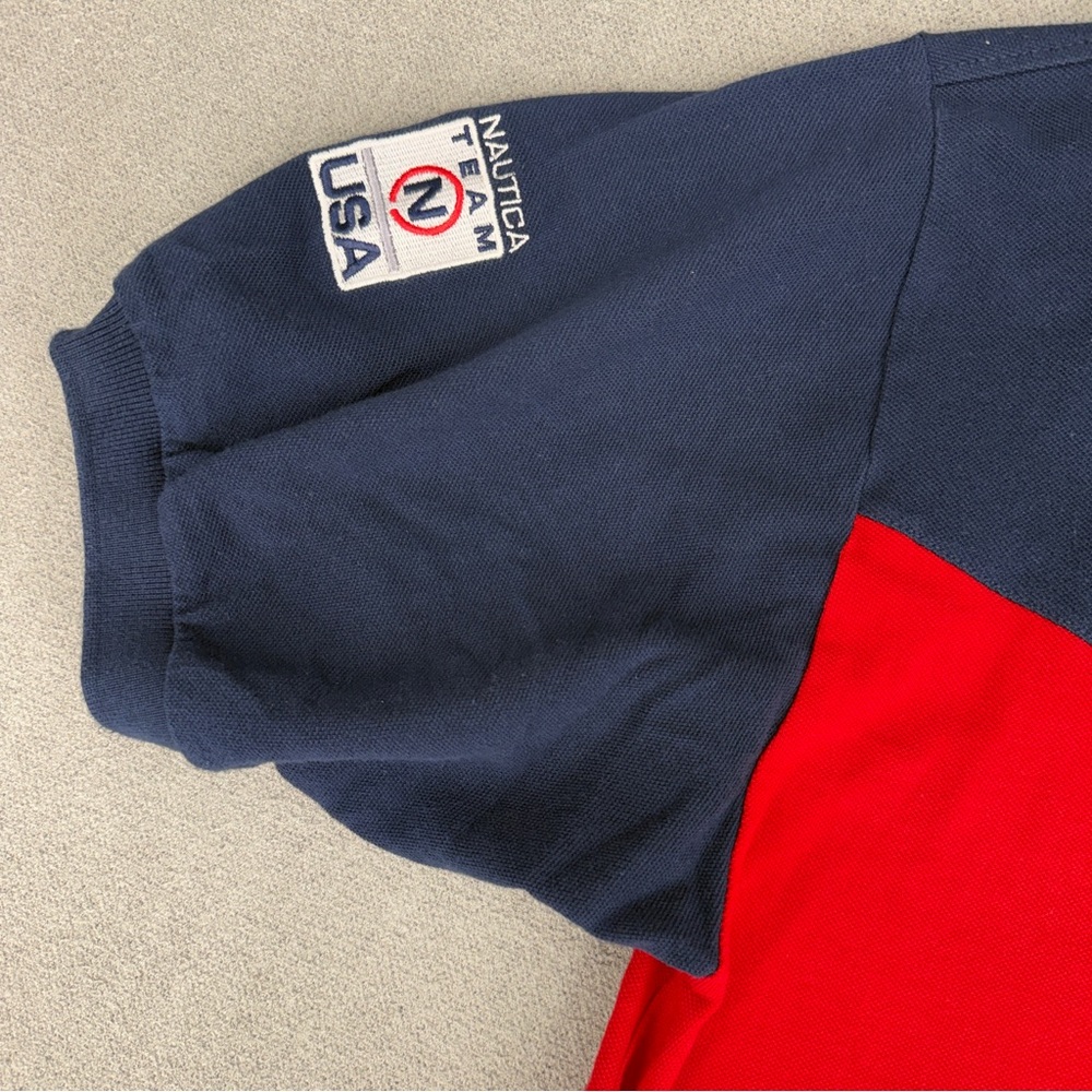 90s Nautica Competition Polo XXL Flag Shirt Colorblock HipHop Y2K Streetwear USA - Picture 4 of 15